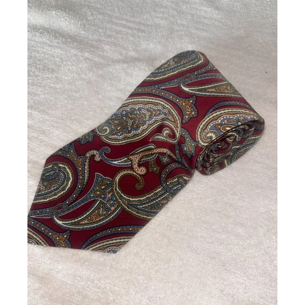 Hagger Men's Burgundy Paisley Neck Tie Classic Multicolor Dress Business Wedding